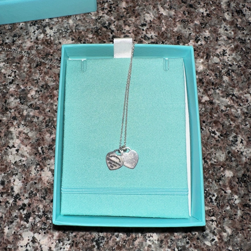 Tiffany & Co. Silver Double Heart Mini Necklace - Picture 8 of 11
